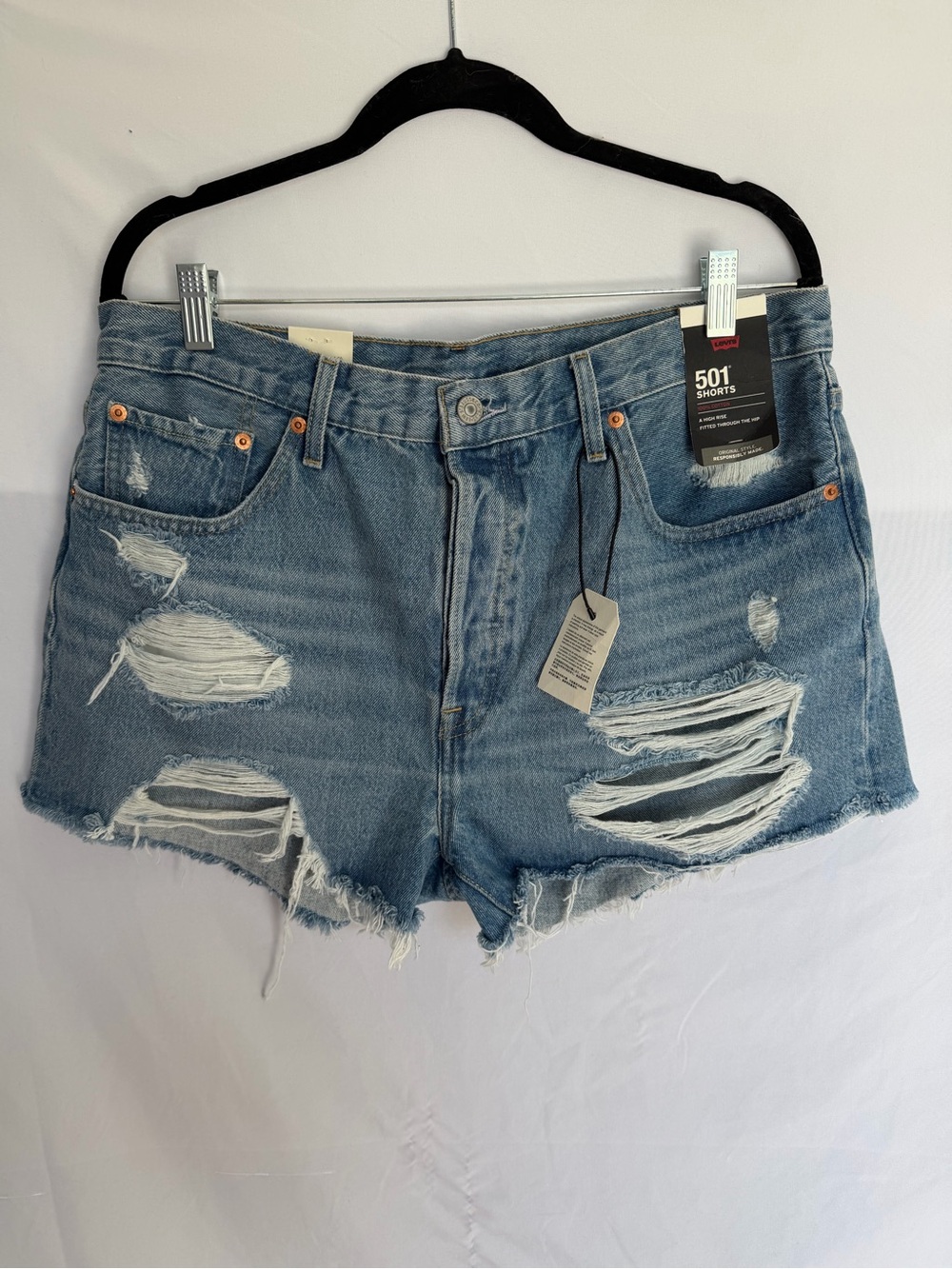Levi's Distressed Denim Jean Shorts - Blue